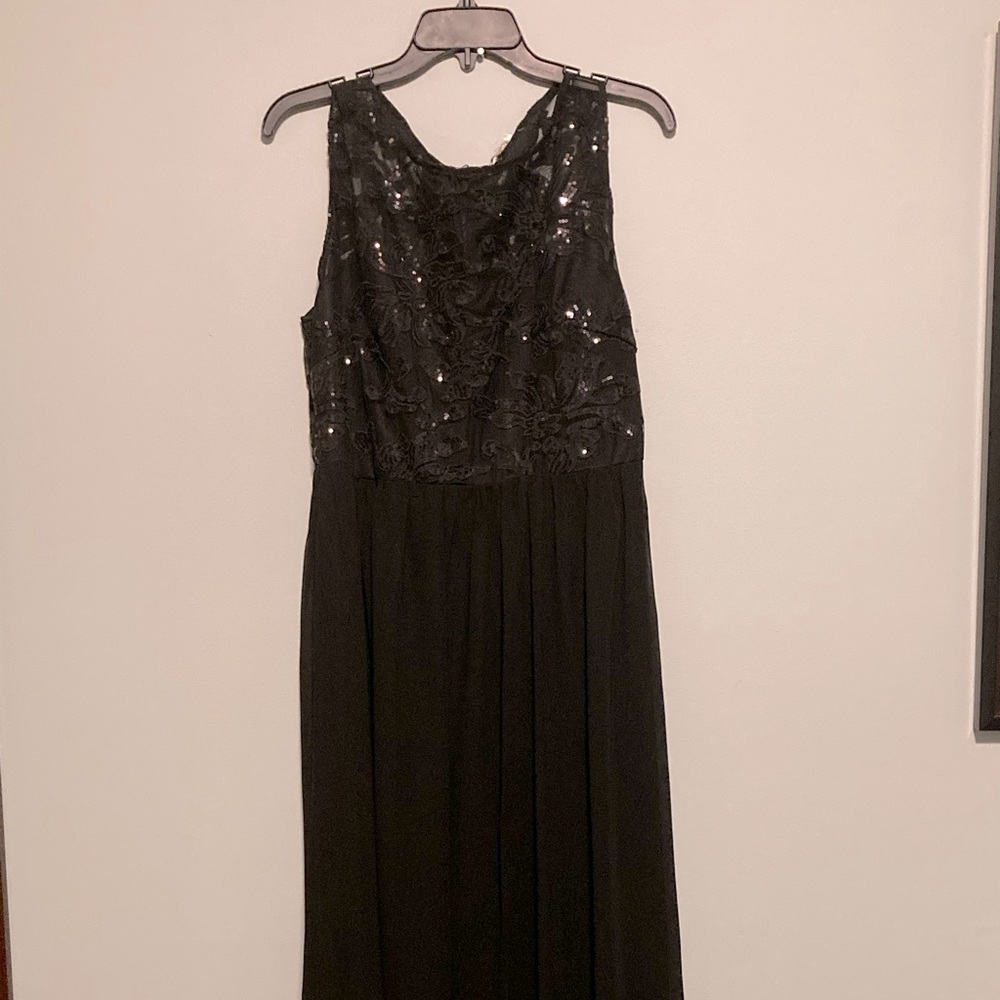 Mother of the Bride Black Beaded Bodice Evening gown